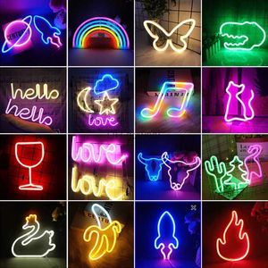 LED Neon Sign En gros LED enseigne au néon veilleuse tenture murale lampe au néon pour chambre d'enfants maison chambre fête Bar décor de mariage cadeau de noël YQ240126