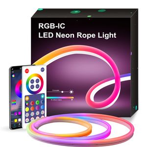 Bande lumineuse LED néon avec synchronisation de musique, application intelligente de couleur de rêve, 16 millions de couleurs, corde lumineuse WIFI et Bluetooth