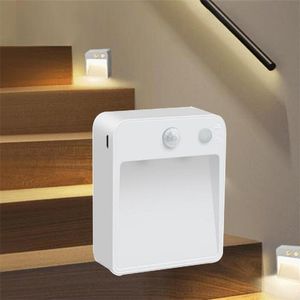 LED Night Light PIR Motion Sensor Dual Induction Auto Wall Lamp With USB Port For Indoor Home Kids Living Room Bedroom Bedside