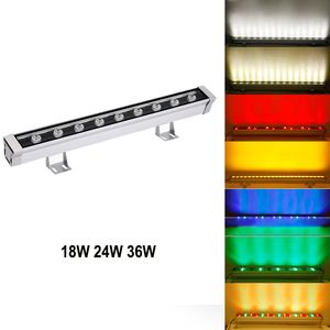 Luz de bañador de pared LED 18W 36W 85-265V Barra de luz de lavado de pared IP67 Luces LED impermeables para exteriores para proyectos de iluminación Edificio de fiestas Paredes de jardín