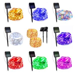 LED LED SOLD SOLAR SOLAR STRING LUMES 100/200 LEDS FAIRS FAIRY HODED MEDAY PARTY GARLAND GARDEN IMAPPORER POUR LA DÉCOR HOME