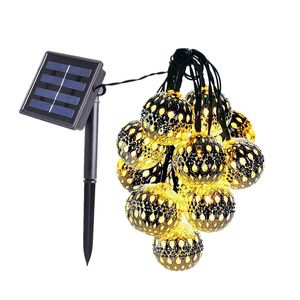 Guirlande solaire LED d'extérieur étanche, 5m, 20 diodes, boule creuse, lampe pour jardins, fête de mariage, saint-valentin, arbre de noël, maisons