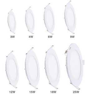 Plafonnier LED Ultra mince à intensité variable 3W/4W/ 6W / 9W / 12W /15W/ 18W Downlight encastré à grille / Panneau lumineux rond / carré mince