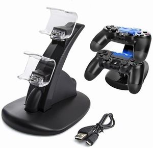 LED Ps4 Dual Charger Dock Mount USB Charging Stand For PlayStation 4 Gaming Wireless Controller With Retail Box