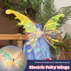 Led Rave Toy Electric Fairy Wings Light Up For Girls Kids Toys Costume Elf Luminous LED Music Dress Butterfly Angel Princess 231123