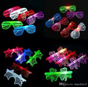 LED Rave juguete flash obturador gafas fiesta decorar gafas de plástico pentagrama cuadrado amor trébol juguetes emisores de luz regalos