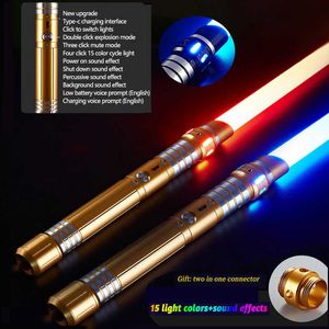 Led Rave Toy RGB Lightsaber Metal Hilt For Heavy Dueling 7 Color Change Cosplay Props Foc Blaster Laser 78cm Children Sword Toys Y2303