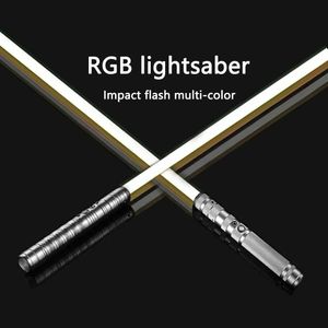 Led Rave Toy RGB Metal Lightsaber Laser Sword Sabre De Luz FOC Weapon Dueling Flashing 7 Color Changing Kpop Lightstick Y2303