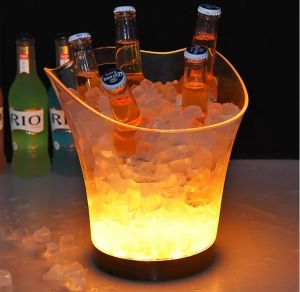 Seau à glace Rechargeable à LED, 5l, couleur changeante, refroidisseur de bouteille, boîte à vin de Champagne, conteneur de bière pour table, bar, discothèque