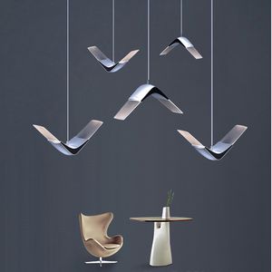 Lámpara colgante de pájaro de gaviota LED para comedor, barra de cocina, luz de suspensión, lámpara minimalista de acrílico con ala de diseñador nórdico