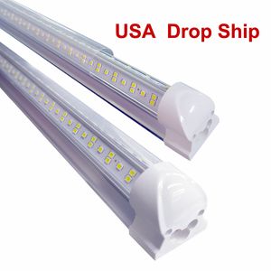 LED Shop Tube Lighing Wholesale V Shape Integrated LEDs 8ft Fluorescent Fixture Cold White 6000K LED Double Sides Tubes AC85-265V Hardwired Shops Led Lights