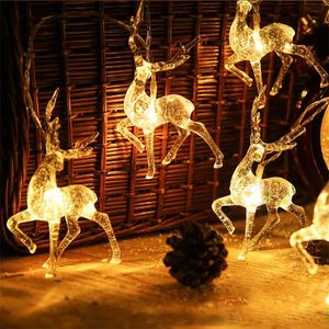 LED Sika Deer Light String Noël en forme d'élan Oranments Arbre de Noël Lanterne Joyeux Noël Décor pour la maison Bonne année 211104