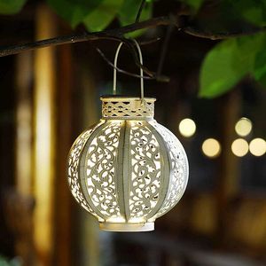 LED Solar Energy Courtyard Outdoor Bedroom Hallow Out Lantern Hanging Tree Lamp Night Light - Type A