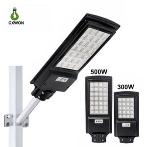 Lámpara solar LED 300W 500W Sensor de radar Timing Street Light Iluminación de jardín al aire libre Luces montadas en la pared para patio de camino