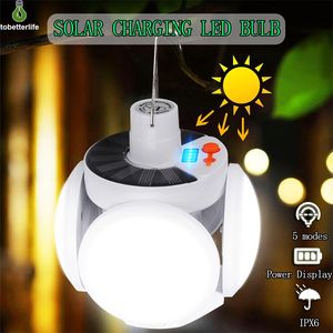 45LED Lámpara solar Forma de fútbol UFO USB Recargable Linterna portátil Luz de camping Bombilla plegable Garaje