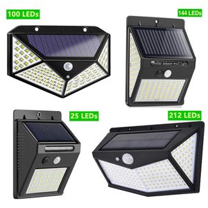 Lampe d'extérieur à lumière solaire à LED avec appliques murales à capteur de mouvement étanche alimentée par la lumière du soleil pour la décoration de jardin 25 100 144 212 300LED274t