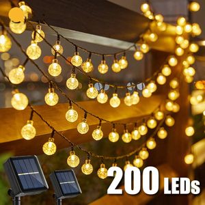 LED Solar Light String Outdoor Termroproping Christmas Decoration 200led Crystal Ball Camping Fairy Garland Garden Party Party