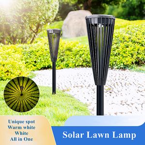Lampes solaires à LED Lampe de pelouse conique décorative extérieure Piquets de jardin pour patio, cour, parterre de fleurs, éclairage de paysage de décoration de chemin (noir) blanc chaud
