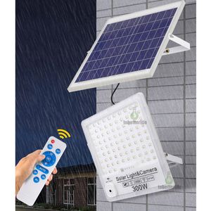Lámpara LED de seguridad con energía Solar con cámara de vídeo, reflector portátil de calle, 200W, 300W, 400W, aplicación remota Wifi para exteriores, control