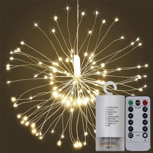LEDS Firework String Lights Fairy Lights 8 Modes Copper Silver Lamp Remote Control String Light Party Festival Decoration
