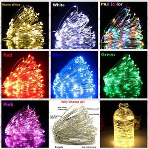 LED String Light Cooper Wire Fée Chaud Jaune Blanc Accueil Noël Fête De Mariage Décorations De Jardin Étanche Lumières Décoratives C1122