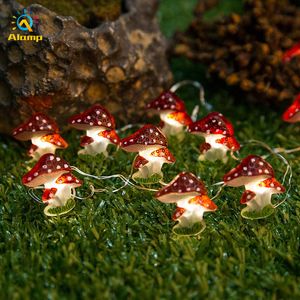 Guirnalda de luces LED con forma de seta y flor de cerezo, funciona con pilas, 3M, 30LED, cuerdas de flores para decoración navideña de habitación