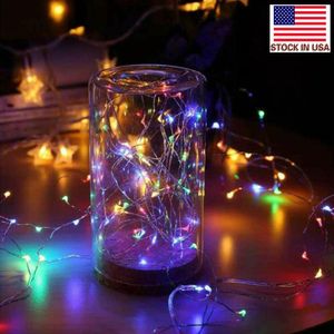 LED Cordes 2M Cuivre Argent Lumières Batterie Fée Lumière Pour Noël Halloween Maison Fête De Mariage Décoration Stock aux États-Unis