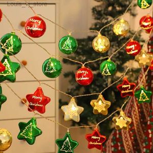 Cordes LED Décorations de Noël Guirlandes lumineuses à piles Ball Star Fée Éclairage DIY Décorations d'arbre de Noël Pendentifs suspendus YQ240401