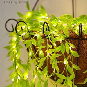 LED cordes rideau lumière chaîne feuilles de saule artificielles suspendus plante fil de cuivre éclairage chambre décoration de la maison YQ240401