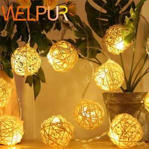 LED CONDUCTIONS FAIRY LUMILES THAI Handmadetakraw Ball Roard Lamp Rattan AC220V EU PLIGE CHAUDE BLANC 5M 20MEDS STRING POUR MEDIAGE PARTYCHRASTAS YQ240401