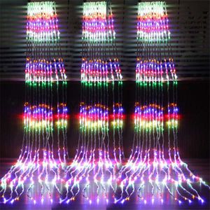 LED Strings Party 3X3M 6X3M Meteor Shower Rain LED String Light Outdoor Christmas Waterfall Garland String Light Window Curtain Icicle Fairy Light HKD230919