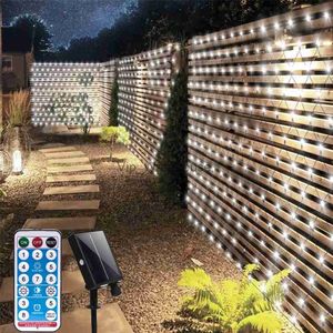 LED Strings Party Solar Powered Net Light Mesh Fairy Lights Guirlande étanche avec 8 modes Minuterie Décorations de Noël pour la maison 3M X 2M Vacances HKD230919