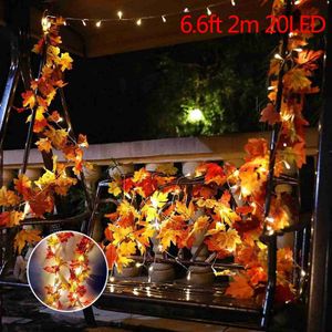 LED Strings Deux couleurs feuilles feuille d'érable chaîne lumières rotin Festival fête décoration décorations pour la maison Luces Led Guirlande Lumineuse YQ240401