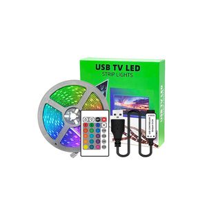 Led Strips 5050 RGB 150leds 16.4ft Laed Light Music Sync App Control Cambio de color Iluminación de cuerda con luces de tira remotas Dormitorio Fiestas en casa oemled