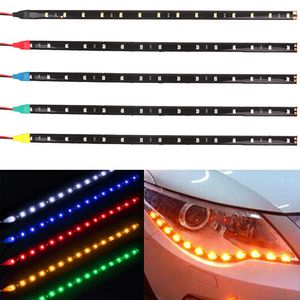 Bandes LED 6 PCS Voiture LED Bande Ambiante Lumière Décorative Auto DRL Style Flexible Atmosphère Lumières 12V 30CM COB Diurne Courant Étanche P230315