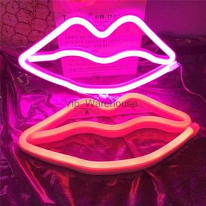 Tiras LED LED Letrero de neón Luces nocturnas Labio Diseño único Lámpara de decoración de pared suave para Navidad Fiesta de bodas Habitación para niños HKD230912