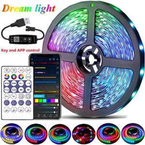 Bandes LED Bande lumineuse LED WS2812B 1 M-30 M RGB 5050 chaîne bande de lampe Flexible DC 5 V USB Bluetooth contrôle TV rétro-éclairage décoration de fête à la maison P230315