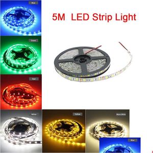 Bandes LED Strip Light Kit Flexible Smd2835 5050 300Leds Bande 5 M 12V DC Aquarium Décoration Maquillage Pour La Fête À La Maison De Noël Drop De Dhwnp