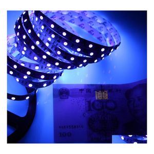 Bandes LED Uv Purple Stripe Light 5050 Smd 60Led / M DC 12V Non étanche 395405Nm Rayon traviolet Bande flexible Ruban Drop Deliv Dhcb7