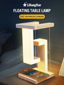 LED suspendue anti-gravité veilleuse avec chargeur sans fil 10W lampe de bureau réglable pour chambre chevet bureau décoration cadeaux HKD230824