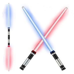 LED Swords/Guns 2 pièces / ensemble sabre laser jouets pour enfants sabre lumineux Jedi sabre laser épée éclairer LED bâton lumineux clignotant lueur dans le noir 220919