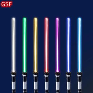 LED SwordsGuns Lightsaber 2 In 1 RGB Adjustable Light Saber Toys Children Double Switch Sword For Boys Luminous Gifts light saber 230804