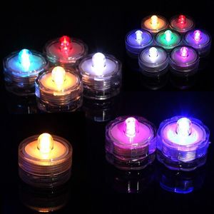 LED Tea Light Festival Decor IP65 Waterproof Floral Round Multi Colors Submersible Lights Battery Operated Candle Lamp for Wedding Party DH9580
