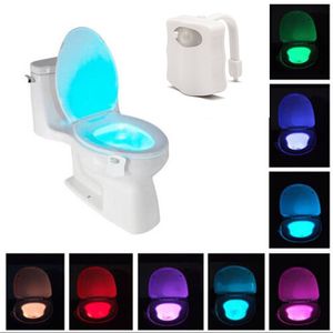 Sensor de movimiento PIR, asiento de inodoro, luz nocturna, 8 colores, retroiluminación impermeable para ducha, lámpara Luminaria LED
