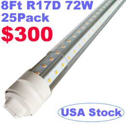 Tube LED, 2,4 m 72 W rotatif en forme de V, ampoule LED R17D/HO 2,4 m, blanc froid 6500 K, 9000 lm, couvercle transparent, (remplacement pour F96T12/CW/HO 300 W), Ballast Bypass usastar