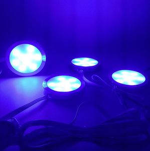 Kit de luz de disco de luz LED para debajo del gabinete, Control remoto RF, lámpara de cabina RGB regulable para luces de estante de mostrador de cocina