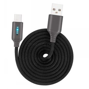 LED USB Tipo-C Cable de carga rápida 2.1A Iluminación Iluminada Inteligente Carga rápida Raya Nylon Trenzado Metal Datos Micro USB Cable de aleación de zinc para Samsung Huawei