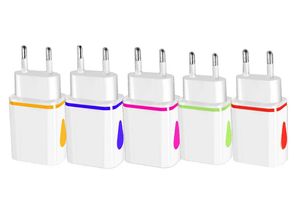 Chargeur mural LED double USB, 2 Ports, goutte d'eau, adaptateur d'alimentation de voyage à domicile, prise AC US EU pour smartphone, PC, tablette