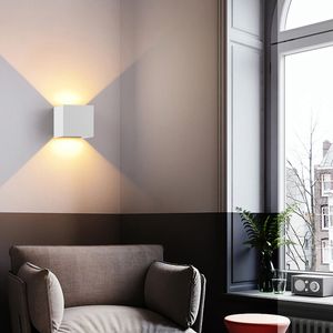 Lámparas de pared LED impermeables para exteriores Iluminación impermeable para exteriores 12W 100-277V 3000K Apliques de luz para interiores Luces cálidas Aluminio (Negro-6W, exterior) crestech168