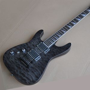 Guitare électrique noire à 6 cordes pour gaucher, avec touche en palissandre, placage d'érable matelassé, personnalisable